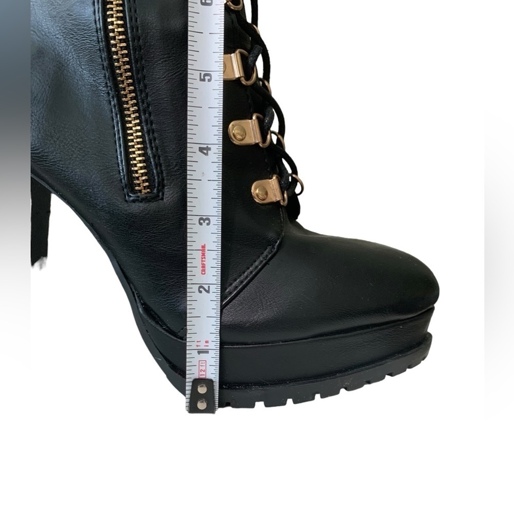 Black & Gold lace up bootie with Zipper high heels boots - Picture 11 of 16